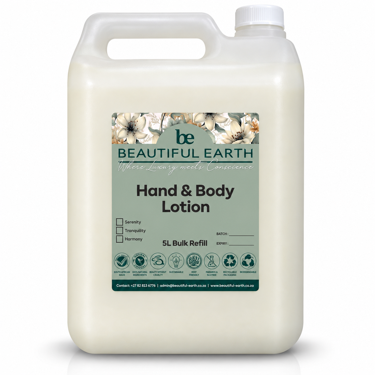 Beautiful Earth Hand & Body Lotion - Tranquility, 5ℓ natural body lotion