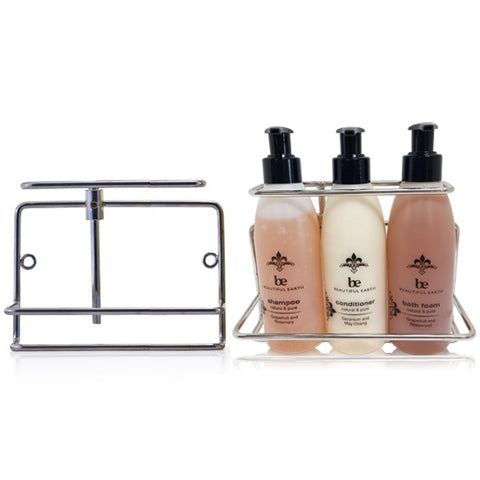 Beautiful Earth Stainless Steel Lockable Caddy - Three Bottle Holder natural hospitality guest amenity