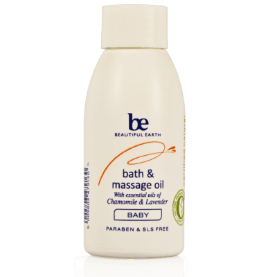 Beautiful Earth Baby Bath & Massage Oil with Chamomile & Lavender - 100ml natural bath and massage oil