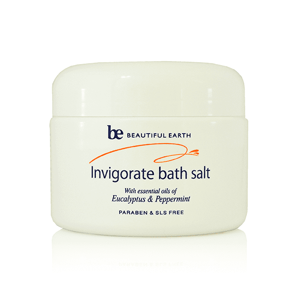 Beautiful Earth Invigorate Bath Salts with Eucalyptus & Peppermint - 300g natural mineral bath salts