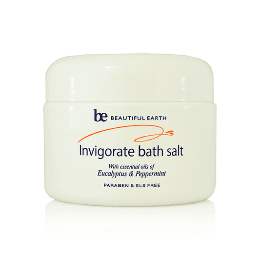 Beautiful Earth Invigorate Bath Salts with Eucalyptus & Peppermint - 300g natural mineral bath salts