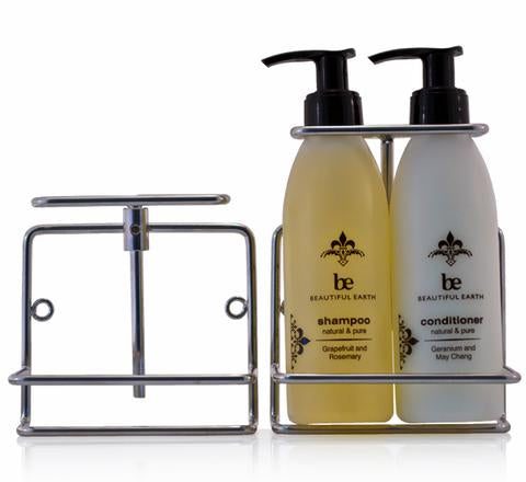 Beautiful Earth Stainless Steel Lockable Caddy - Two Bottle Holder natural hospitality guest amenity